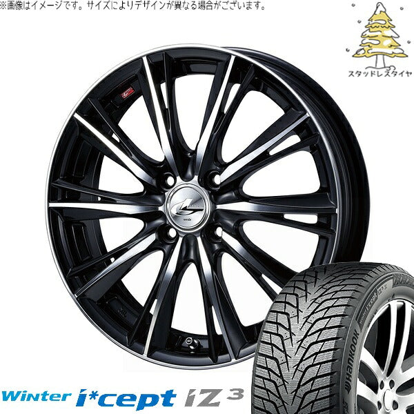 ハンコック ウィンターアイセプト IZ3 W636 195/55R16 ＋ レオニス WX ブラックミラーカット 16インチ 6J +50 4H100P スタッドレス・ホイール4本セット。1枚目。
