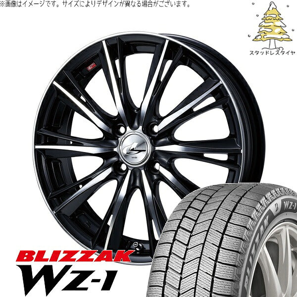 ブリヂストン ブリザック WZ-1 165/60R15 ＋ レオニス WX ブラックミラーカット 15インチ 4.5J +45 4H100P スタッドレス・ホイール4本セット。1枚目。