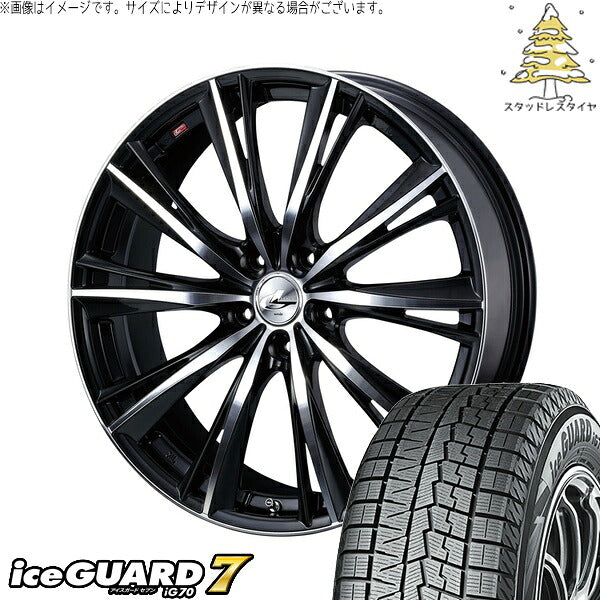 ヨコハマタイヤ アイスガードセブン IG70 215/60R17 ＋ レオニス WX ブラックミラーカット 17インチ 7J +42 5H114.3P スタッドレス・ホイール4本セット。1枚目。