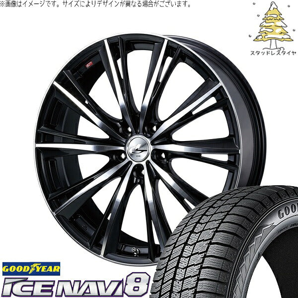 グッドイヤー アイスナビ8 215/45R17 ＋ レオニス WX ブラックミラーカット 17インチ 7J +42 5H114.3P スタッドレス・ホイール4本セット。1枚目。