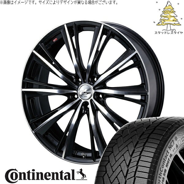 コンチネンタル ノースコンタクト NC7 225/45R18 ＋ レオニス WX ブラックミラーカット 18インチ 7J +47 5H100P スタッドレス・ホイール4本セット。1枚目。