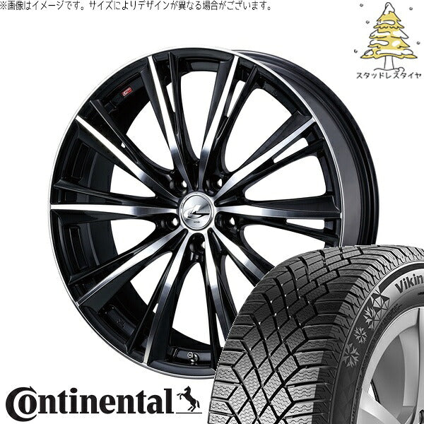 コンチネンタル バイキングコンタクト7 225/55R17 ＋ レオニス WX ブラックミラーカット 17インチ 7J +47 5H114.3P スタッドレス・ホイール4本セット。1枚目。