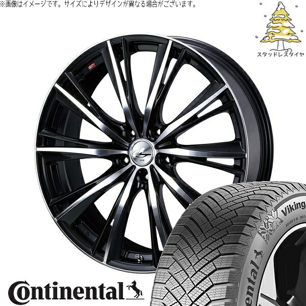 コンチネンタル バイキングコンタクト8 225/55R18 ＋ レオニス WX ブラックミラーカット 18インチ 8J +42 5H114.3P スタッドレス・ホイール4本セット。1枚目。