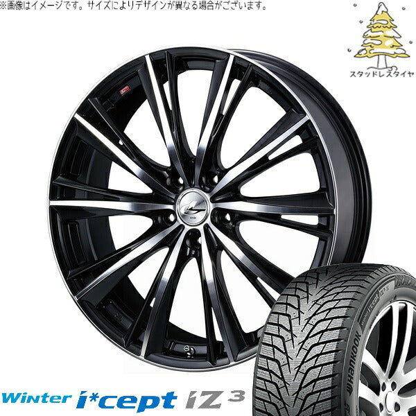 ハンコック ウィンターアイセプト IZ3 W636 215/55R17 ＋ レオニス WX ブラックミラーカット 17インチ 7J +53 5H114.3P スタッドレス・ホイール4本セット。1枚目。