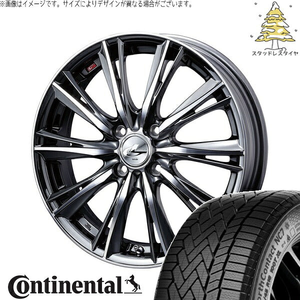 コンチネンタル ノースコンタクト NC7 175/65R15 ＋ レオニス WX ブラックメタルコート/ミラーカット 15インチ 4.5J +45 4H100P スタッドレス・ホイール4本セット。1枚目。