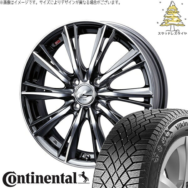 コンチネンタル バイキングコンタクト7 195/55R16 ＋ レオニス WX ブラックメタルコート/ミラーカット 16インチ 6J +42 4H100P スタッドレス・ホイール4本セット。1枚目。