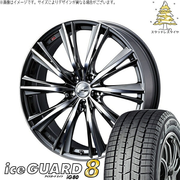 ヨコハマタイヤ アイスガードエイト IG80 245/40R19 ＋ レオニス WX ブラックメタルコート/ミラーカット 19インチ 8J +38 5H114.3P スタッドレス・ホイール4本セット。1枚目。