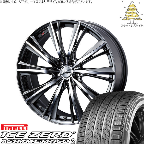 ピレリ アイスゼロアシンメトリコ2 225/60R18 ＋ レオニス WX ブラックメタルコート/ミラーカット 18インチ 7J +53 5H114.3P スタッドレス・ホイール4本セット。1枚目。