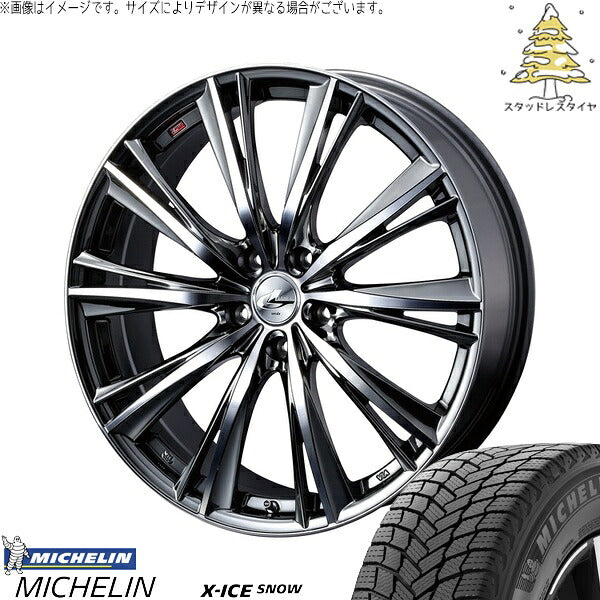 ミシュラン エックスアイス スノー 225/50R17 ＋ レオニス WX ブラックメタルコート/ミラーカット 17インチ 7J +42 5H114.3P スタッドレス・ホイール4本セット。1枚目。