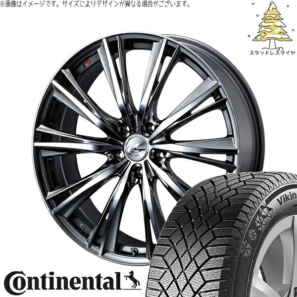 コンチネンタル バイキングコンタクト7 225/55R17 ＋ レオニス WX ブラックメタルコート/ミラーカット 17インチ 7J +53 5H114.3P スタッドレス・ホイール4本セット。1枚目。