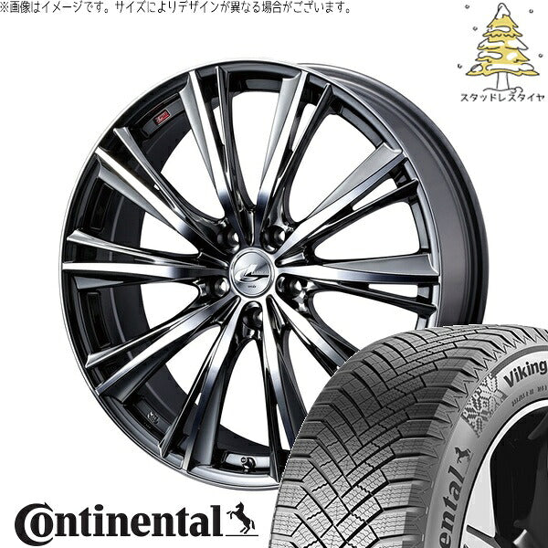 コンチネンタル バイキングコンタクト8 225/40R19 ＋ レオニス WX ブラックメタルコート/ミラーカット 19インチ 8J +48 5H114.3P スタッドレス・ホイール4本セット。1枚目。