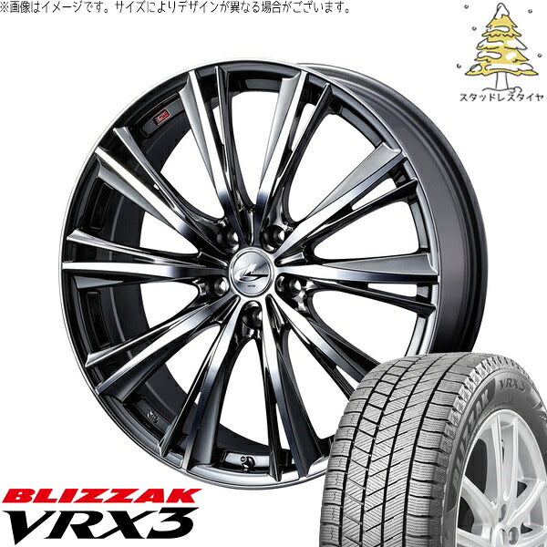 ブリヂストン ブリザック VRX3 225/55R19 ＋ レオニス WX ブラックメタルコート/ミラーカット 19インチ 8J +48 5H114.3P スタッドレス・ホイール4本セット。1枚目。