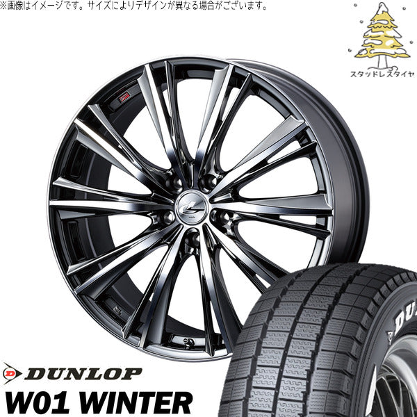 ダンロップ W01 WINTER 215/60R17 ＋ レオニス WX ブラックメタルコート/ミラーカット 17インチ 7J +42 5H114.3P スタッドレス・ホイール4本セット。1枚目。