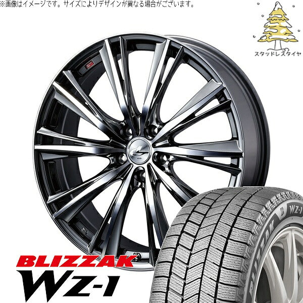ブリヂストン ブリザック WZ-1 225/55R18 ＋ レオニス WX ブラックメタルコート/ミラーカット 18インチ 7J +47 5H100P スタッドレス・ホイール4本セット。1枚目。