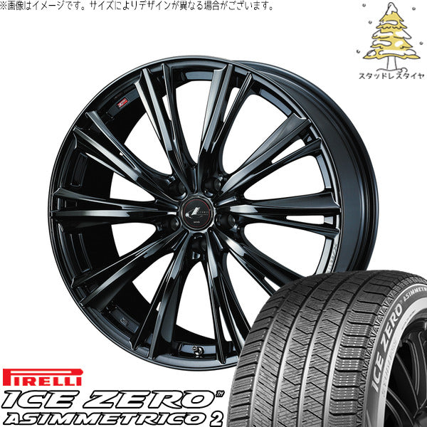 ピレリ アイスゼロアシンメトリコ2 215/50R18 ＋ レオニス WX ブラックメタルコート1 18インチ 8J +42 5H114.3P スタッドレス・ホイール4本セット。1枚目。