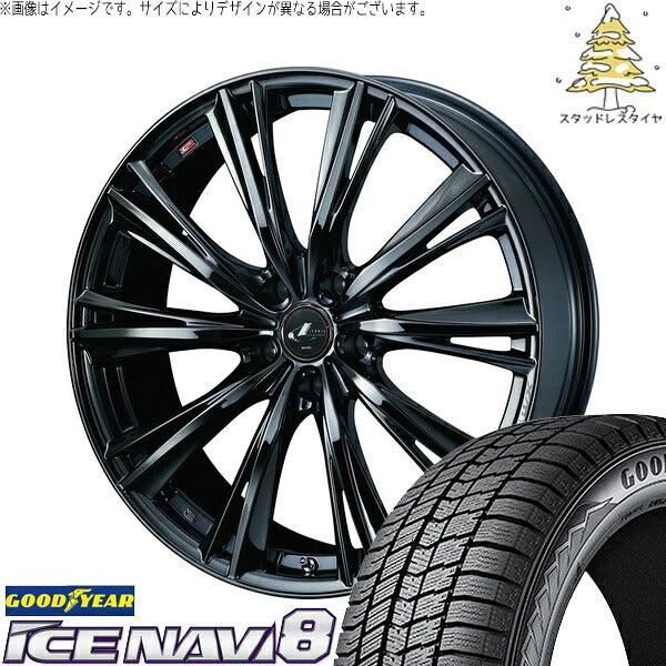 グッドイヤー アイスナビ8 215/45R18 ＋ レオニス WX ブラックメタルコート1 18インチ 7J +53 5H114.3P スタッドレス・ホイール4本セット。1枚目。