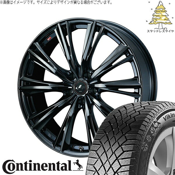 コンチネンタル バイキングコンタクト7 205/55R17 ＋ レオニス WX ブラックメタルコート1 17インチ 7J +53 5H114.3P スタッドレス・ホイール4本セット。1枚目。