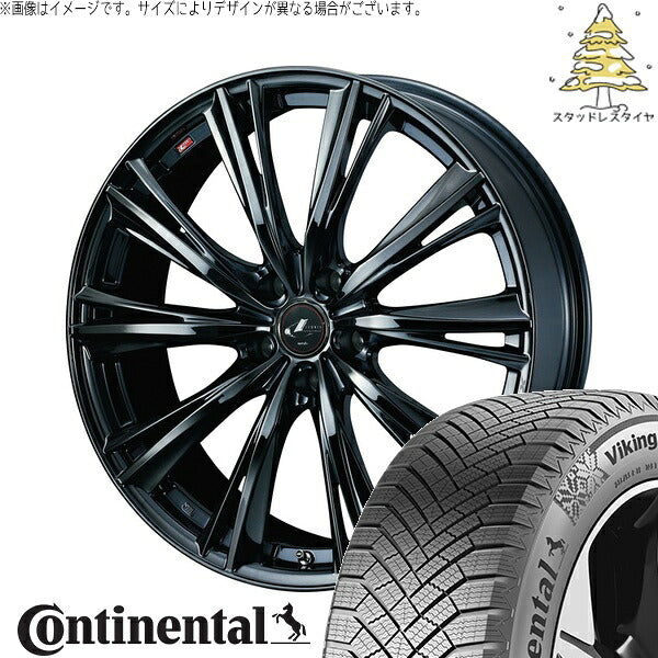 コンチネンタル バイキングコンタクト8 215/45R18 ＋ レオニス WX ブラックメタルコート1 18インチ 7J +47 5H114.3P スタッドレス・ホイール4本セット。1枚目。