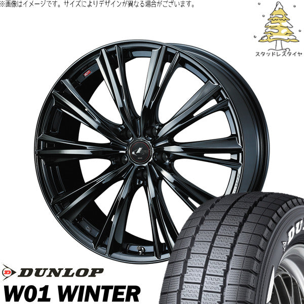ダンロップ W01 WINTER 215/60R17 ＋ レオニス WX ブラックメタルコート1 17インチ 7J +53 5H114.3P スタッドレス・ホイール4本セット。1枚目。