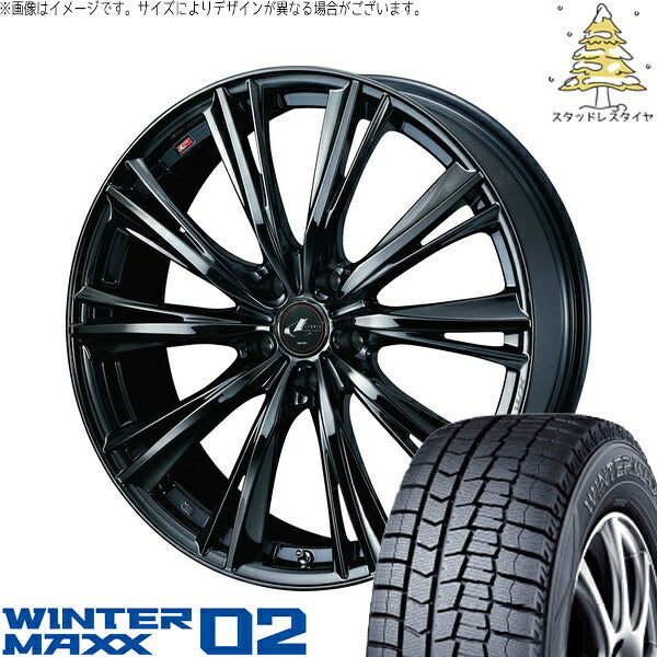 ダンロップ ウィンターマックス02 215/60R17 ＋ レオニス WX ブラックメタルコート1 17インチ 7J +42 5H114.3P スタッドレス・ホイール4本セット。1枚目。