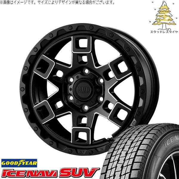 グッドイヤー アイスナビ SUV 265/65R18 ＋ マットバーン XR-450T グロスブラックマシニング(GBK/M) 18インチ 8.5J +25 6H139.7P スタッドレス・ホイール4本セット。1枚目。