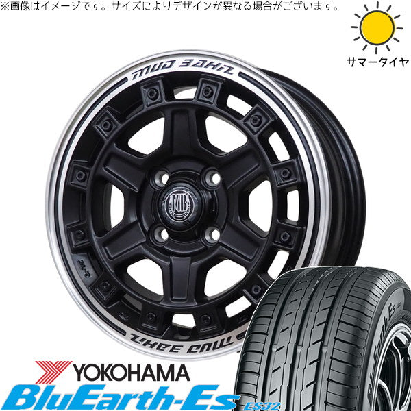 ヨコハマタイヤ ブルーアース ES32 165/65R14 ＋ マットバーン XR-710C マットブラック/リムポリッシュ(MBK/RP) 14インチ 5.0J +39 4H100P サマー・ホイール4本セット。1枚目。