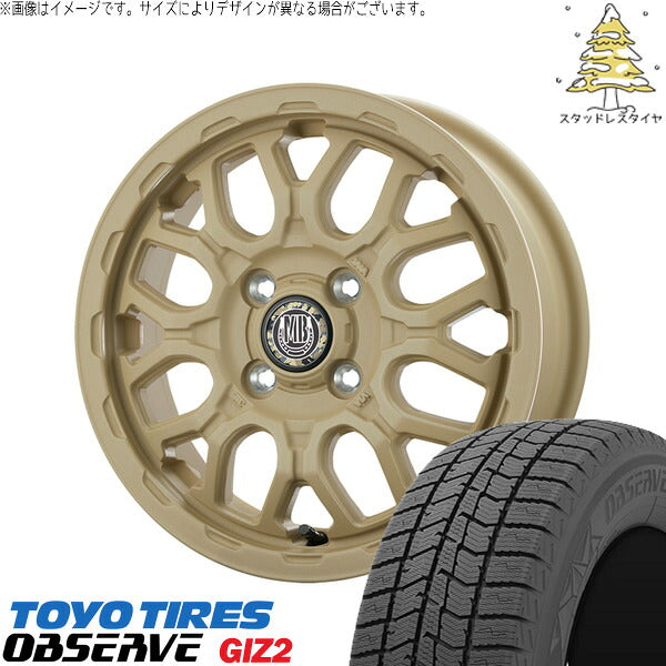 トーヨータイヤ OBSERVE 165/55R14 ＋ マットバーン XR-800M ME チッピングベージュ(CBE) 14インチ 4.5J +45 4H100P スタッドレス・ホイール4本セット。1枚目。