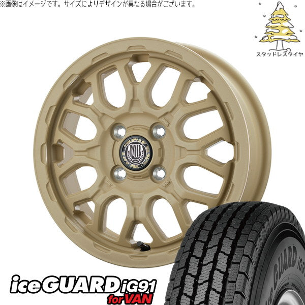ヨコハマタイヤ アイスガード91 IG91 145/80R12 ＋ マットバーン XR-800M ME チッピングベージュ(CBE) 12インチ 4.00B +42 4H100P スタッドレス・ホイール4本セット。1枚目。