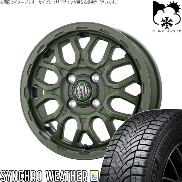 ダンロップ シンクロウェザー 165/65R14 ＋ マットバーン XR-800M ME チッピンググリーン(CGR) 14インチ 4.5J +45 4H100P オールシーズン・ホイール4本セット。1枚目。
