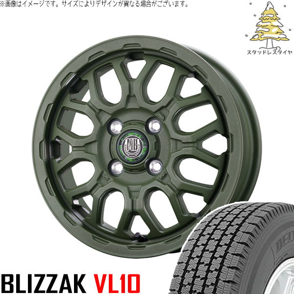 ブリヂストン ブリザック VL10 145/80R12 ＋ マットバーン XR-800M ME チッピンググリーン(CGR) 12インチ 4.00B +42 4H100P スタッドレス・ホイール4本セット。1枚目。