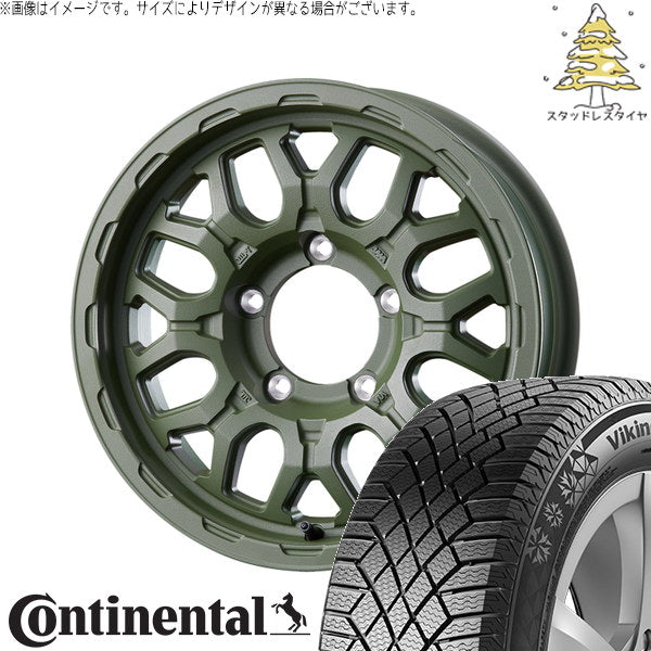 コンチネンタル バイキングコンタクト7 215/70R16 ＋ マットバーン XR-800M ME チッピンググリーン(CGR) 16インチ 5.5J +20 5H139.7P スタッドレス・ホイール4本セット。1枚目。