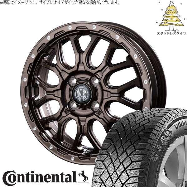 コンチネンタル バイキングコンタクト7 215/70R16 ＋ マットバーン XR-800M グロスブロンズ/ピアスポリッシュ(GBR/PP) 16インチ 6.5J +35 5H114.3P スタッドレス・ホイール4本セット。1枚目。