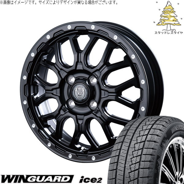 ネクセン ウィンガード アイス2 165/55R14 ＋ マットバーン XR-800M マットブラックピアスポリッシュ(MBK/PP) 14インチ 4.5J +45 4H100P スタッドレス・ホイール4本セット。1枚目。
