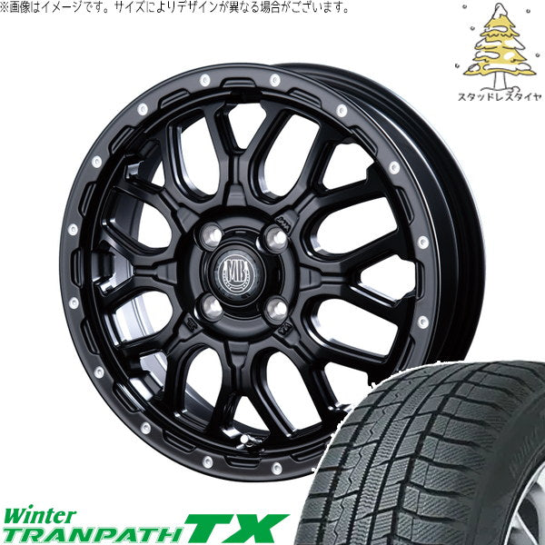 トーヨータイヤ ウィンタートランパス TX 165/65R14 ＋ マットバーン XR-800M マットブラックピアスポリッシュ(MBK/PP) 14インチ 4.5J +45 4H100P スタッドレス・ホイール4本セット。1枚目。