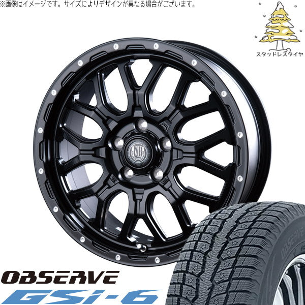 トーヨータイヤ オブザーブ Gsi-6 195/80R15 ＋ マットバーン XR-800M マットブラックピアスポリッシュ(MBK/PP) 15インチ 6.0J +33 6H139.7P スタッドレス・ホイール4本セット。1枚目。
