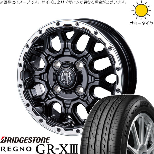 ブリヂストン レグノ GR-X3 155/65R14 ＋ マットバーン XR-800M マットブラックリムポリッシュ(MBK/RP) 14インチ 4.5J +45 4H100P サマー・ホイール4本セット。1枚目。