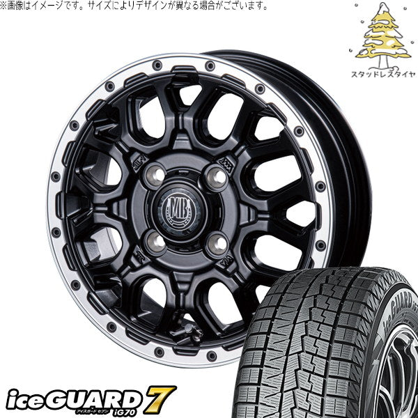 ヨコハマタイヤ アイスガードセブン IG70 175/65R15 ＋ マットバーン XR-800M マットブラックリムポリッシュ(MBK/RP) 15インチ 4.5J +45 4H100P スタッドレス・ホイール4本セット。1枚目。