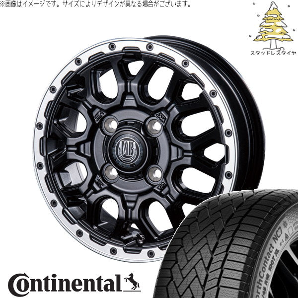 コンチネンタル ノースコンタクト NC7 175/65R15 ＋ マットバーン XR-800M マットブラックリムポリッシュ(MBK/RP) 15インチ 4.5J +45 4H100P スタッドレス・ホイール4本セット。1枚目。