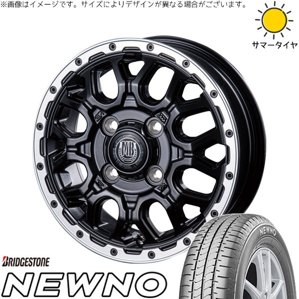 ブリヂストン ニューノ 165/55R15 ＋ マットバーン XR-800M マットブラックリムポリッシュ(MBK/RP) 15インチ 4.5J +45 4H100P サマー・ホイール4本セット。1枚目。