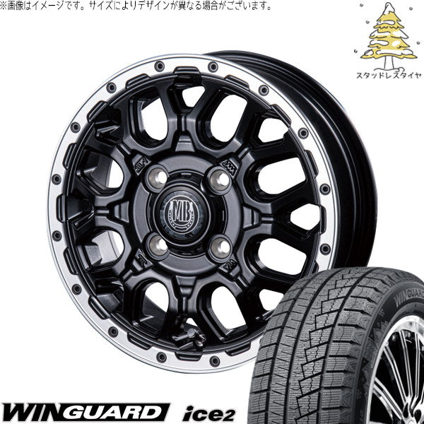 ネクセン ウィンガード アイス2 175/65R15 ＋ マットバーン XR-800M マットブラックリムポリッシュ(MBK/RP) 15インチ 4.5J +45 4H100P スタッドレス・ホイール4本セット。1枚目。