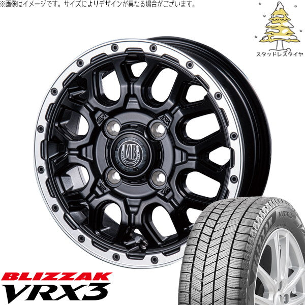 ブリヂストン ブリザック VRX3 175/65R15 ＋ マットバーン XR-800M マットブラックリムポリッシュ(MBK/RP) 15インチ 4.5J +45 4H100P スタッドレス・ホイール4本セット。1枚目。