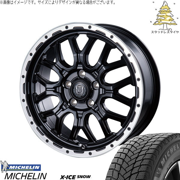 ミシュラン エックスアイス スノー 215/70R16 ＋ マットバーン XR-800M マットブラックリムポリッシュ(MBK/RP) 16インチ 5.5J +20 5H139.7P スタッドレス・ホイール4本セット。1枚目。