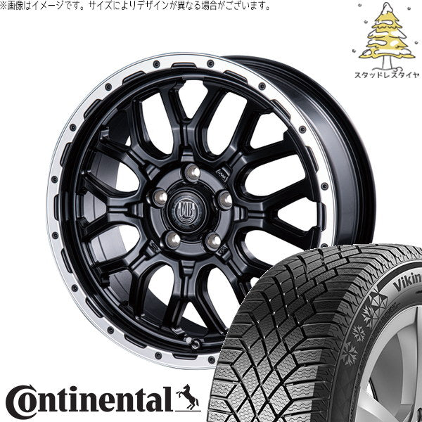 コンチネンタル バイキングコンタクト7 215/70R16 ＋ マットバーン XR-800M マットブラックリムポリッシュ(MBK/RP) 16インチ 5.5J 0 5H139.7P スタッドレス・ホイール4本セット。1枚目。