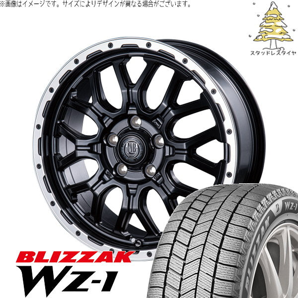 ブリヂストン ブリザック WZ-1 215/70R16 ＋ マットバーン XR-800M マットブラックリムポリッシュ(MBK/RP) 16インチ 5.5J +20 5H139.7P スタッドレス・ホイール4本セット。1枚目。