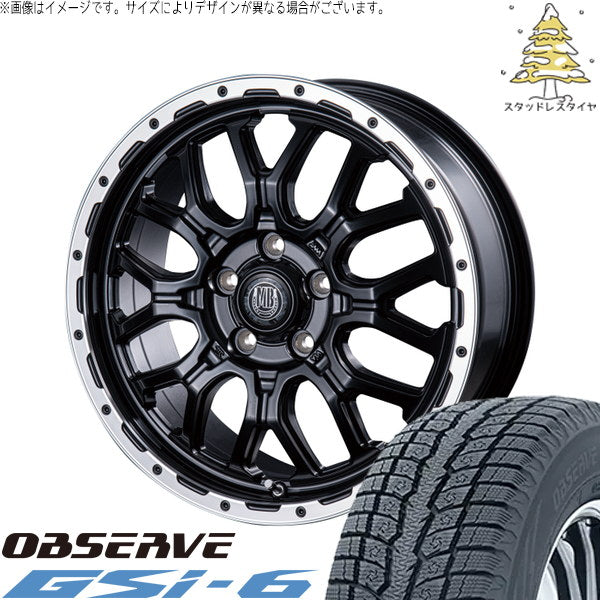トーヨータイヤ オブザーブ Gsi-6 215/70R16 ＋ マットバーン XR-800M マットブラックリムポリッシュ(MBK/RP) 16インチ 6.5J +35 5H114.3P スタッドレス・ホイール4本セット。1枚目。