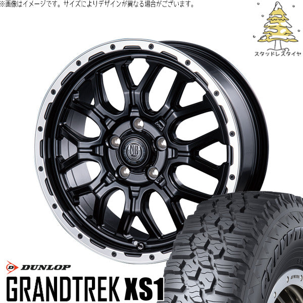 ダンロップ グラントレック XS1 215/70R16 ＋ マットバーン XR-800M マットブラックリムポリッシュ(MBK/RP) 16インチ 6.5J +35 5H114.3P スタッドレス・ホイール4本セット。1枚目。
