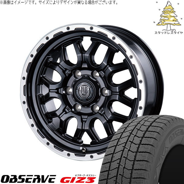 トーヨータイヤ オブザーブ GIZ3 215/70R15 ＋ マットバーン XR-800M マットブラックリムポリッシュ(MBK/RP) 15インチ 6.0J +33 6H139.7P スタッドレス・ホイール4本セット。1枚目。