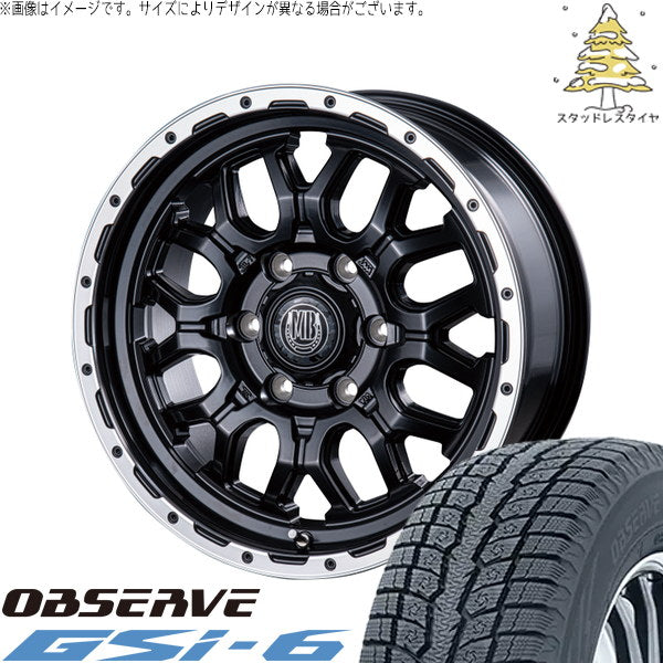 トーヨータイヤ オブザーブ Gsi-6 195/80R15 ＋ マットバーン XR-800M マットブラックリムポリッシュ(MBK/RP) 15インチ 6.0J +33 6H139.7P スタッドレス・ホイール4本セット。1枚目。