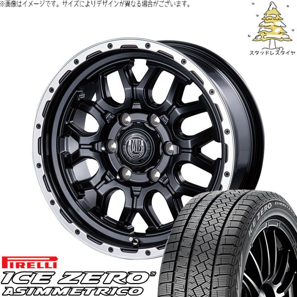 ピレリ アイスゼロアシンメトリコ 215/65R16 ＋ マットバーン XR-800M マットブラックリムポリッシュ(MBK/RP) 16インチ 6.5J +38 6H139.7P スタッドレス・ホイール4本セット。1枚目。