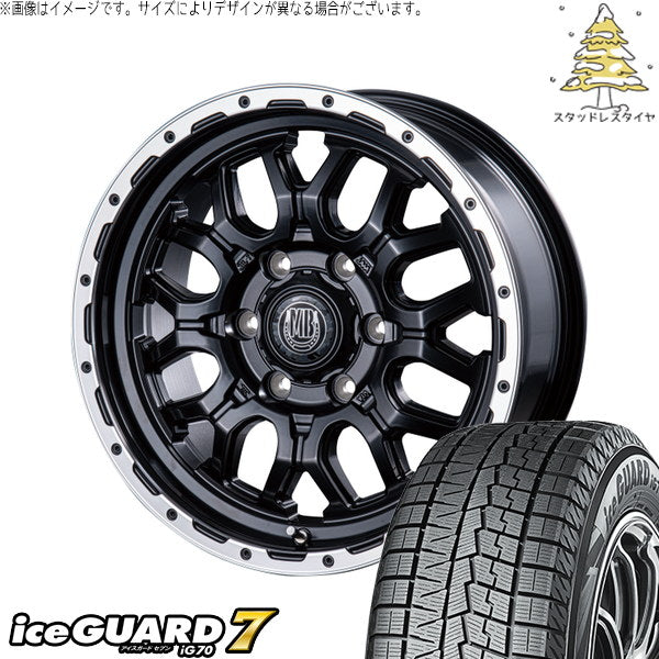 ヨコハマタイヤ アイスガードセブン IG70 215/65R16 ＋ マットバーン XR-800M マットブラックリムポリッシュ(MBK/RP) 16インチ 6.5J +38 6H139.7P スタッドレス・ホイール4本セット。1枚目。